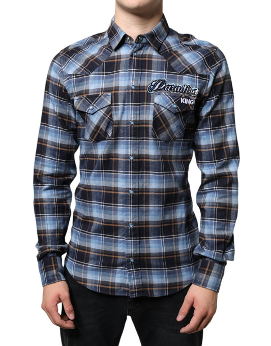Camisa ajustada con parche Paradiso a cuadros multicolor