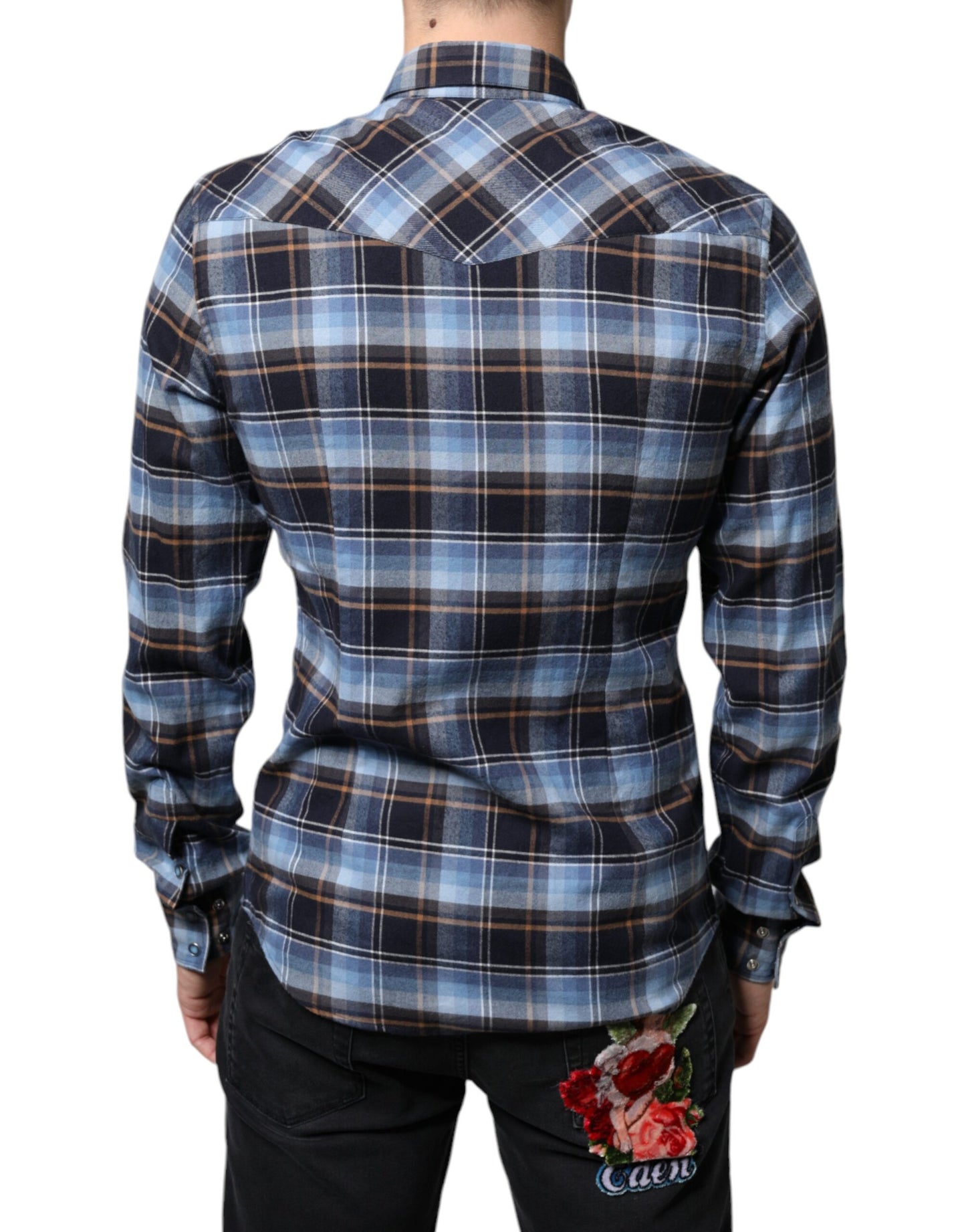 Camisa ajustada con parche Paradiso a cuadros multicolor