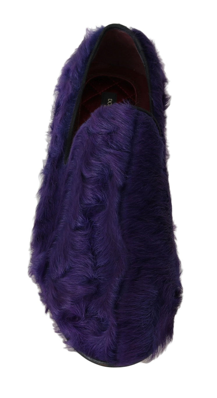 Mocasines de piel de oveja morada de peluche