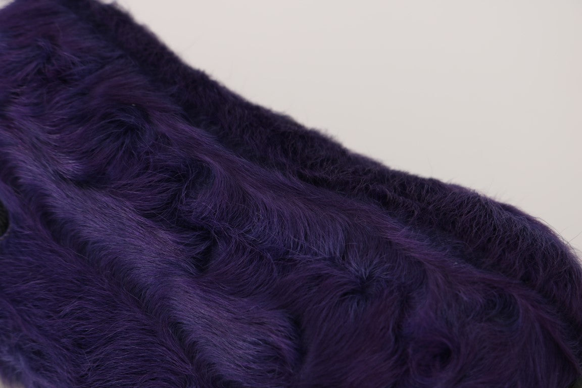 Mocasines de piel de oveja morada de peluche