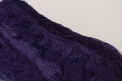 Mocasines de piel de oveja morada de peluche