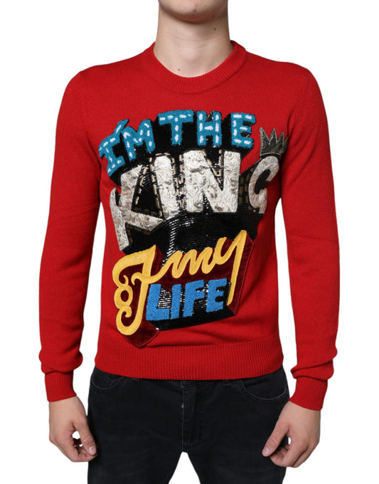 Sudadera de cuello redondo de lana "Soy el Rey" de Red I'm The King