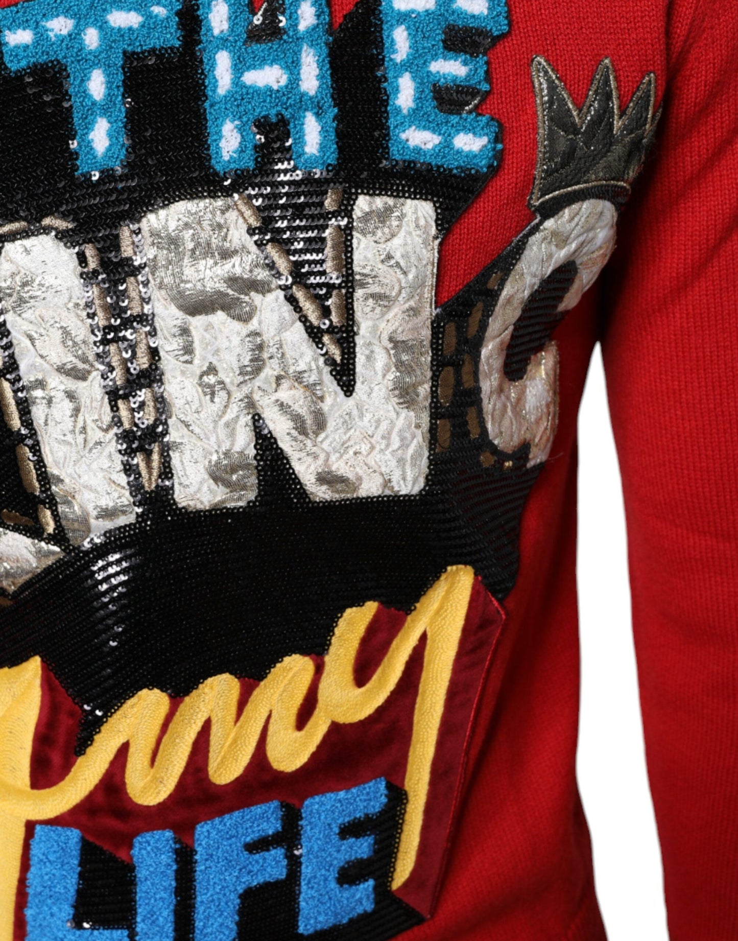 Sudadera de cuello redondo de lana "Soy el Rey" de Red I'm The King