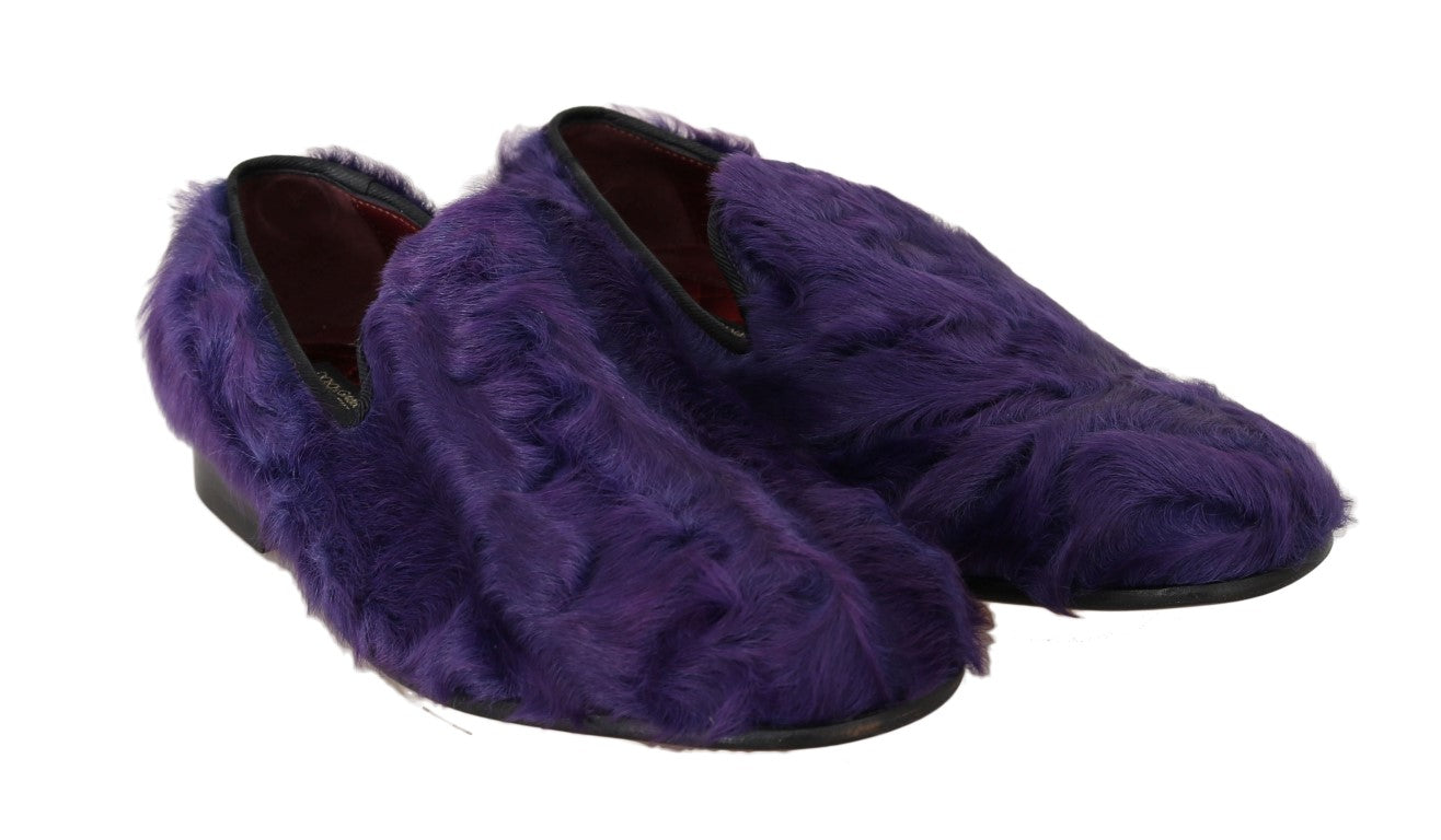 Mocasines de piel de oveja morada de peluche