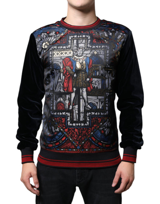 Suéter sudadera con cuello redondo y jacquard multicolor