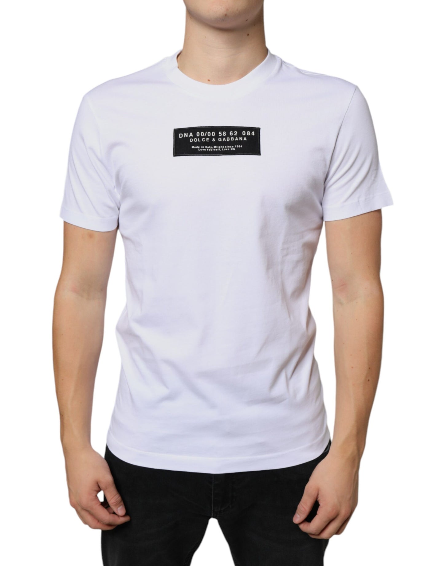 Camiseta informal de algodón blanco con apliques DG
