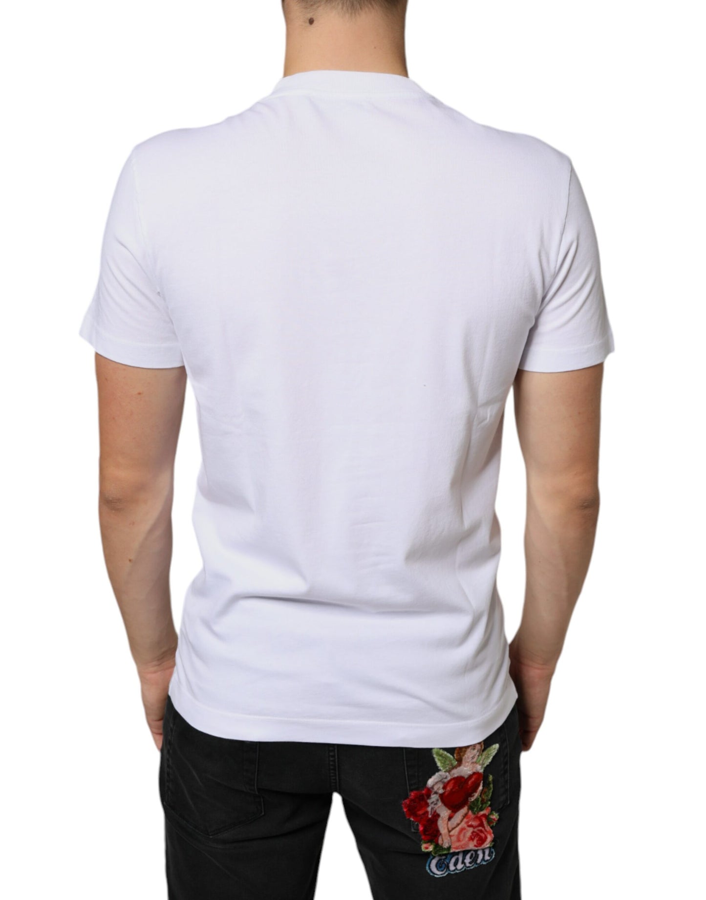 Camiseta informal de algodón blanco con apliques DG