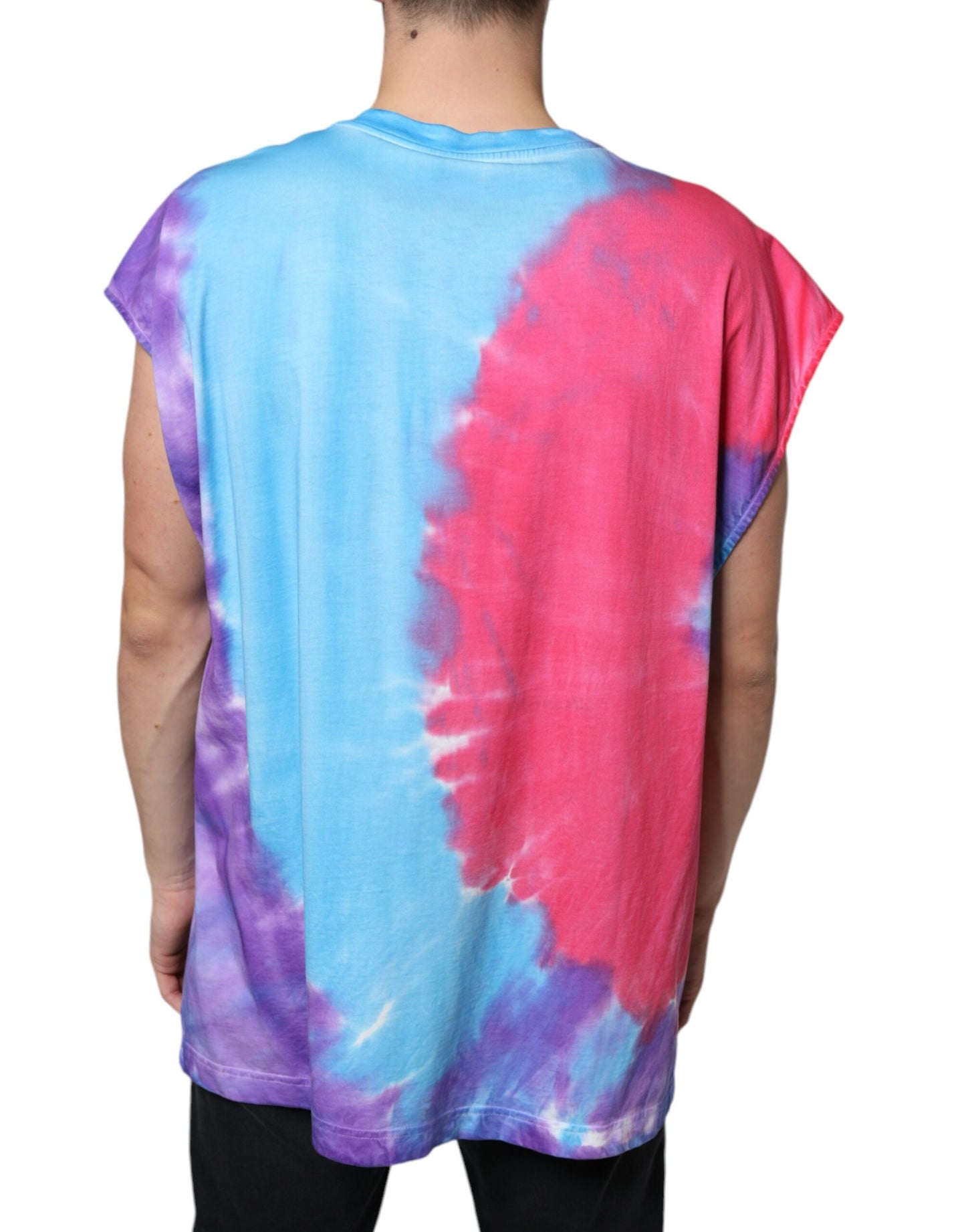 Camiseta sin mangas de algodón con efecto tie-dye multicolor