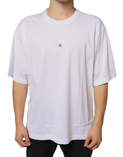 Camiseta de manga corta de algodón con el logotipo de DG en metal blanco