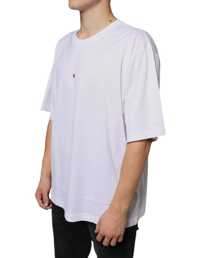 Camiseta de manga corta de algodón con el logotipo de DG en metal blanco