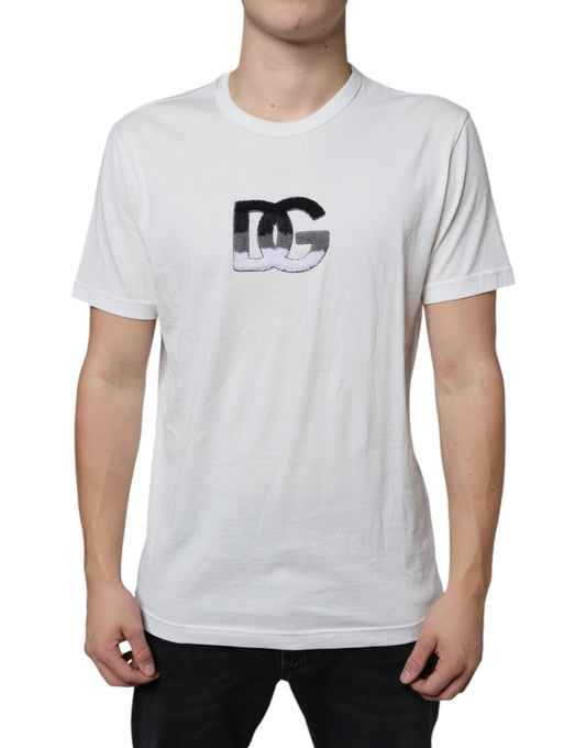 Camiseta blanca de algodón con estampado del logotipo DG