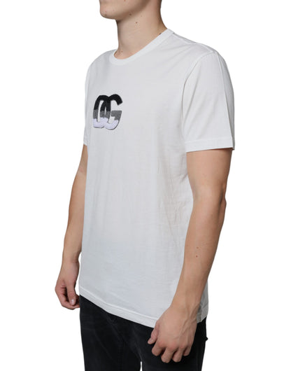 Camiseta blanca de algodón con estampado del logotipo DG