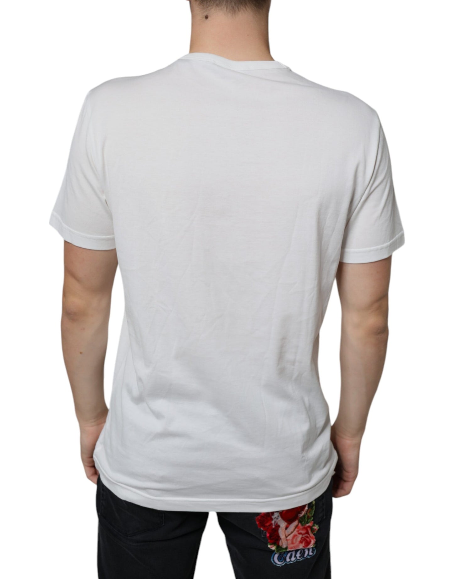 Camiseta blanca de algodón con estampado del logotipo DG