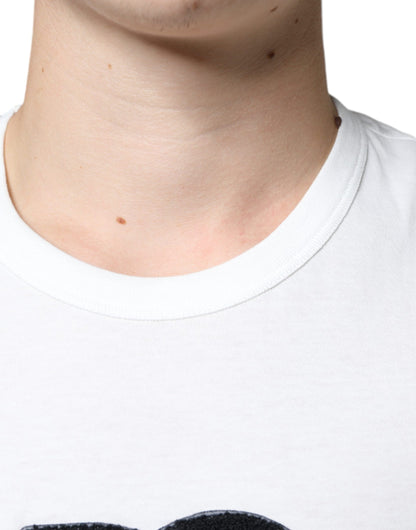 Camiseta blanca de algodón con estampado del logotipo DG