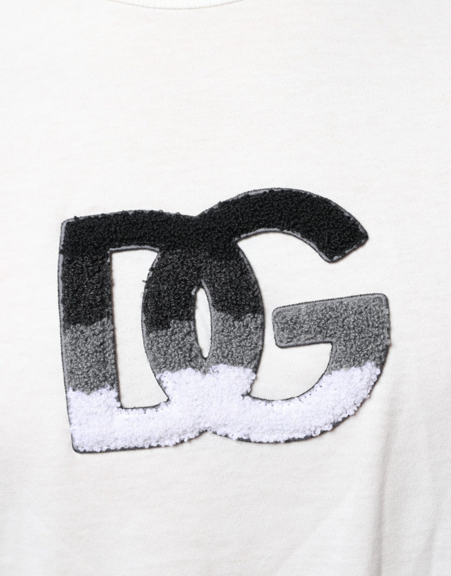 Camiseta blanca de algodón con estampado del logotipo DG