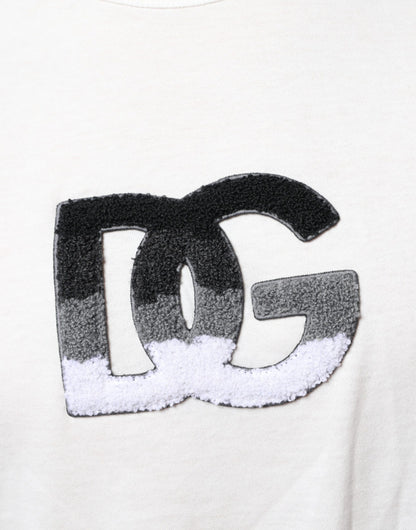 Camiseta blanca de algodón con estampado del logotipo DG