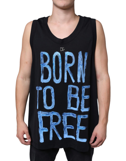 Camiseta sin mangas de algodón negro Born To Be Free
