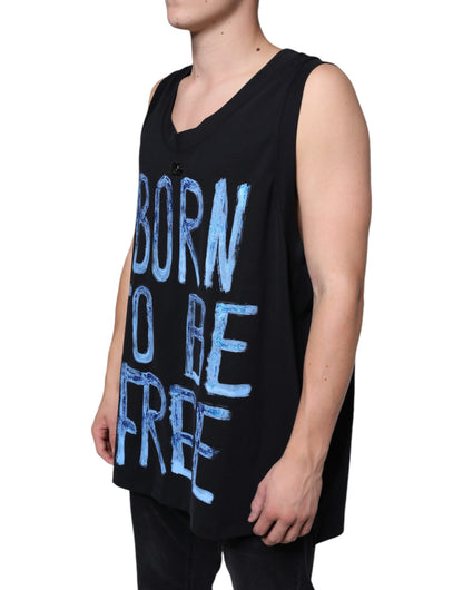 Camiseta sin mangas de algodón negro Born To Be Free