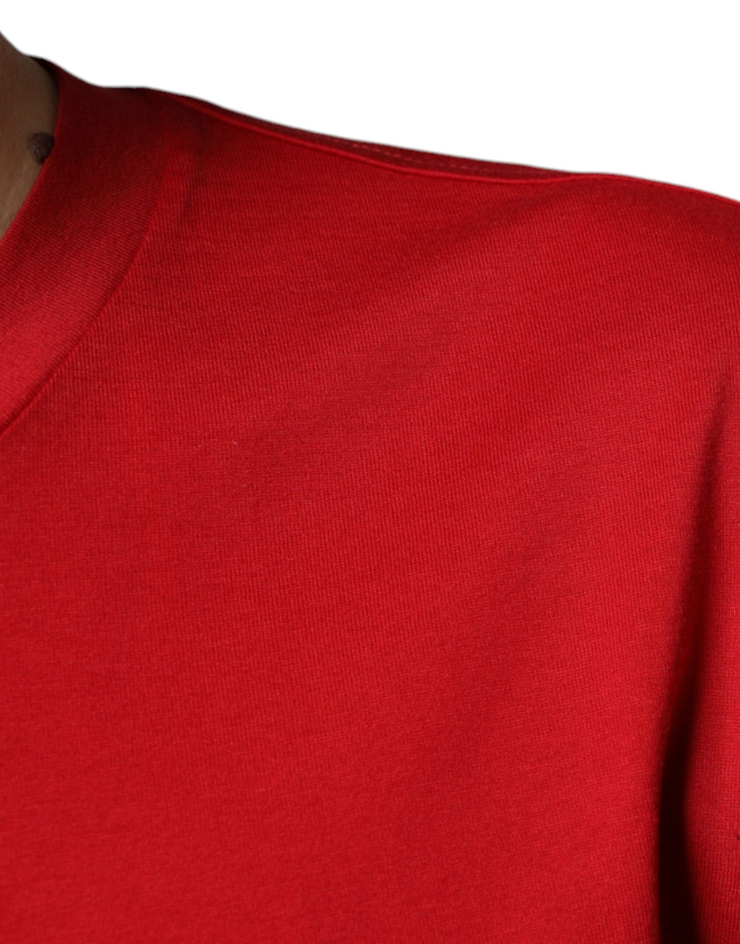 Camiseta de algodón roja con cuello redondo y estampado del logotipo DG