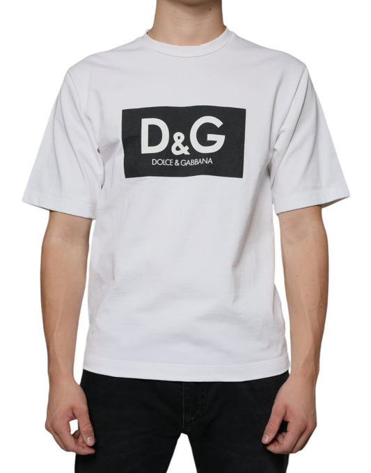 Camiseta informal de algodón blanca con estampado del logotipo DG