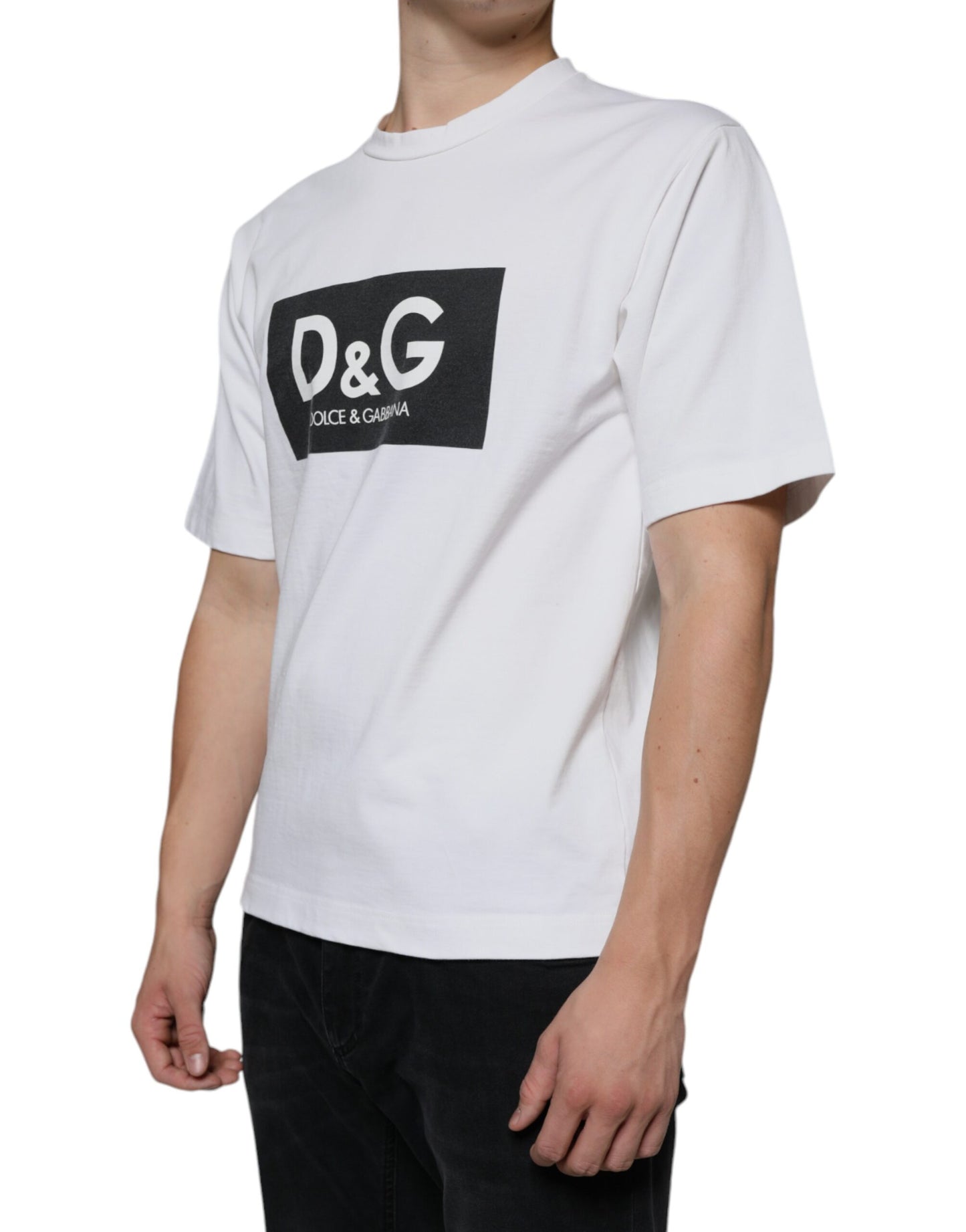 Camiseta informal de algodón blanca con estampado del logotipo DG