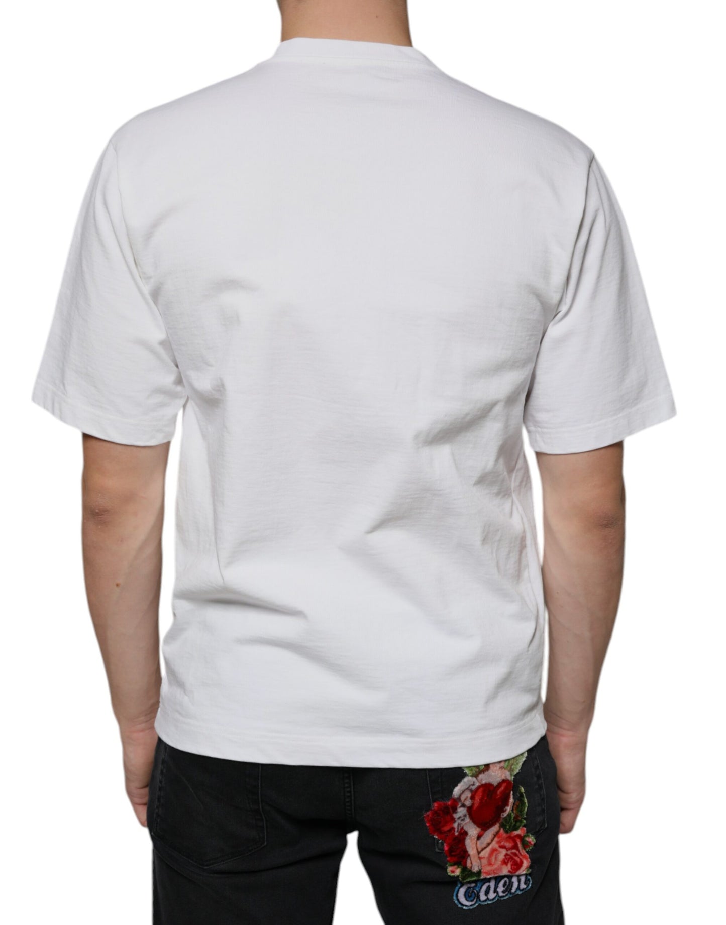 Camiseta informal de algodón blanca con estampado del logotipo DG