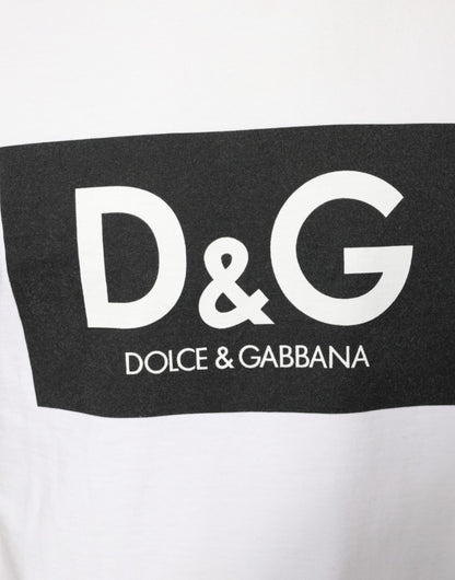 Camiseta informal de algodón blanca con estampado del logotipo DG
