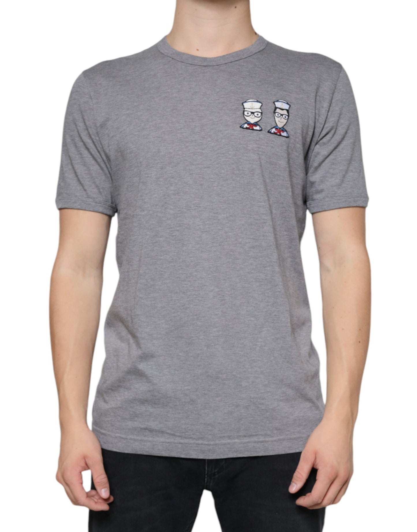 Camiseta de manga corta de algodón gris #DGFamily