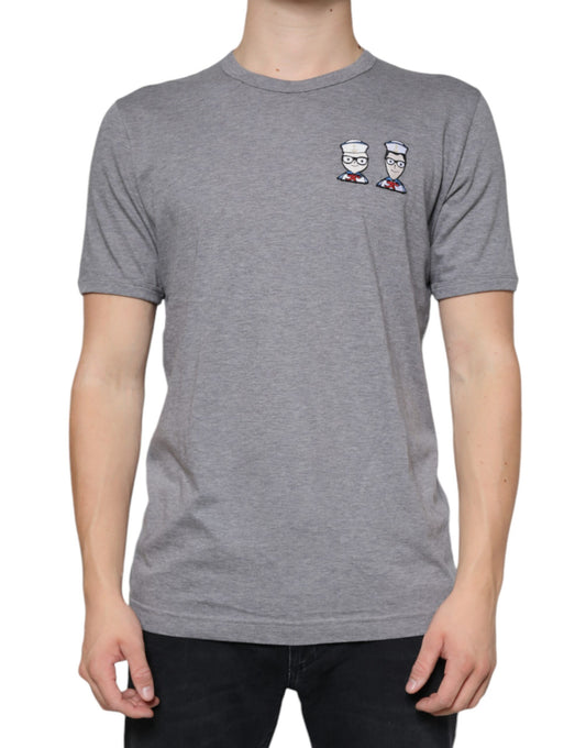 Camiseta de manga corta de algodón gris #DGFamily