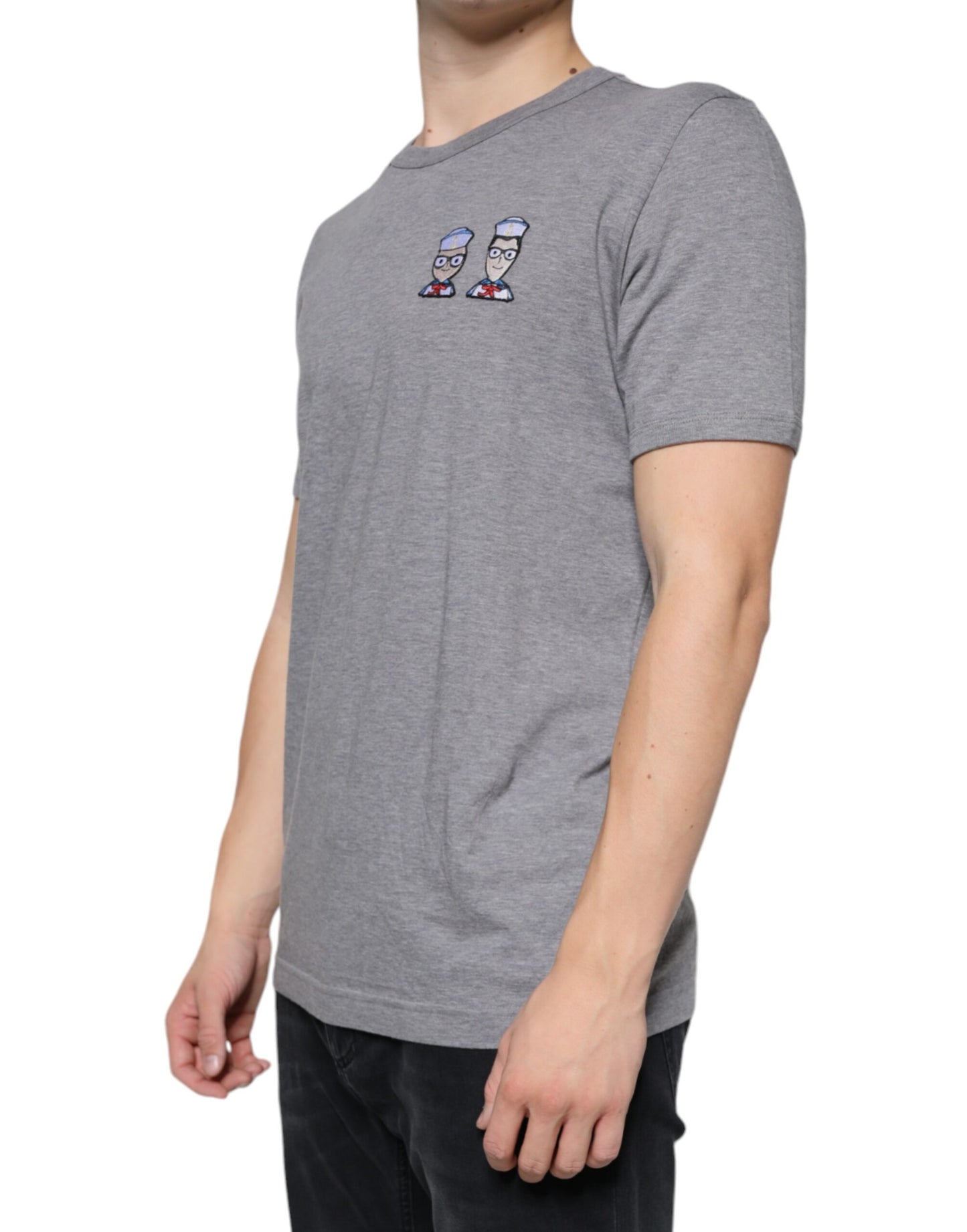 Camiseta de manga corta de algodón gris #DGFamily