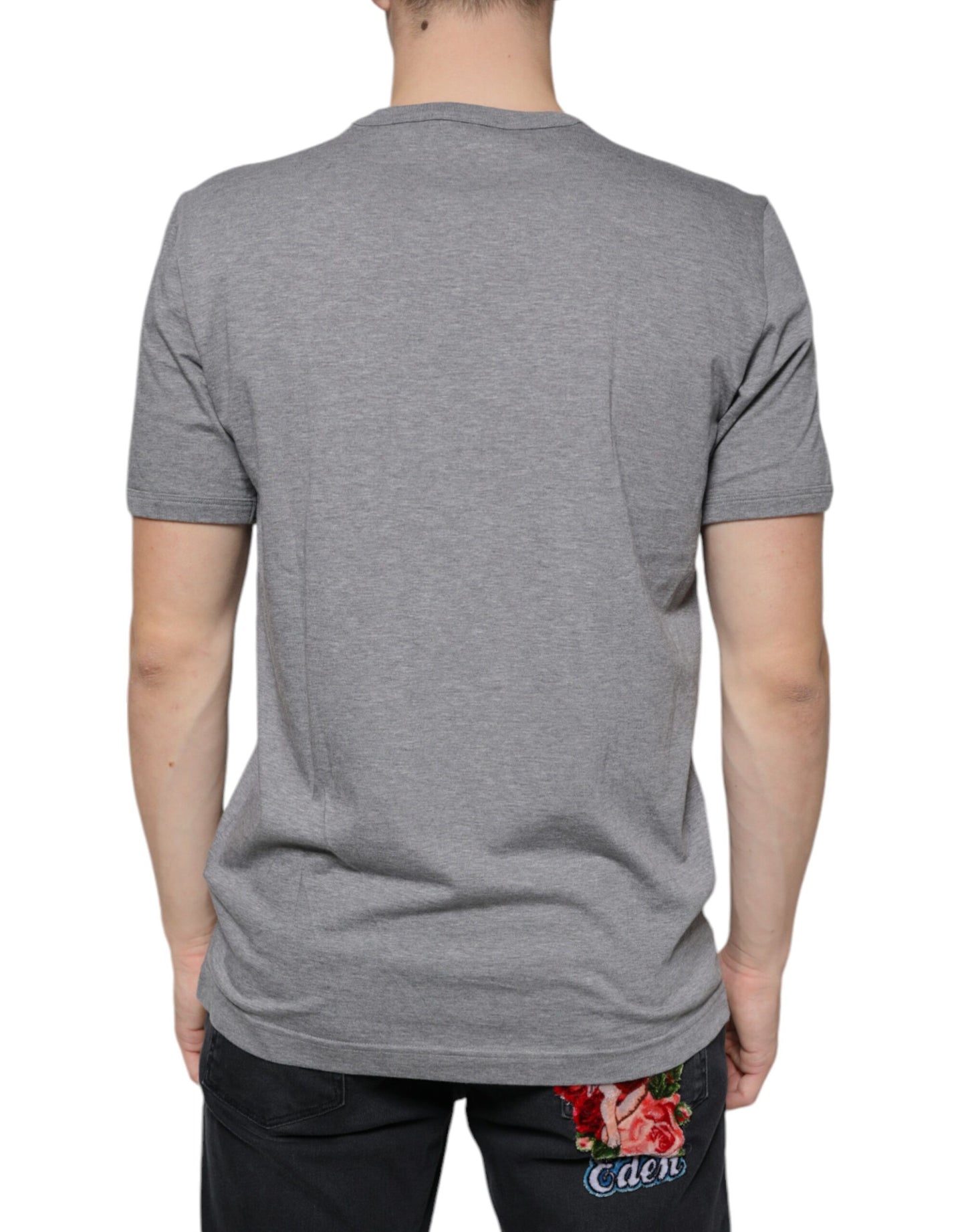 Camiseta de manga corta de algodón gris #DGFamily