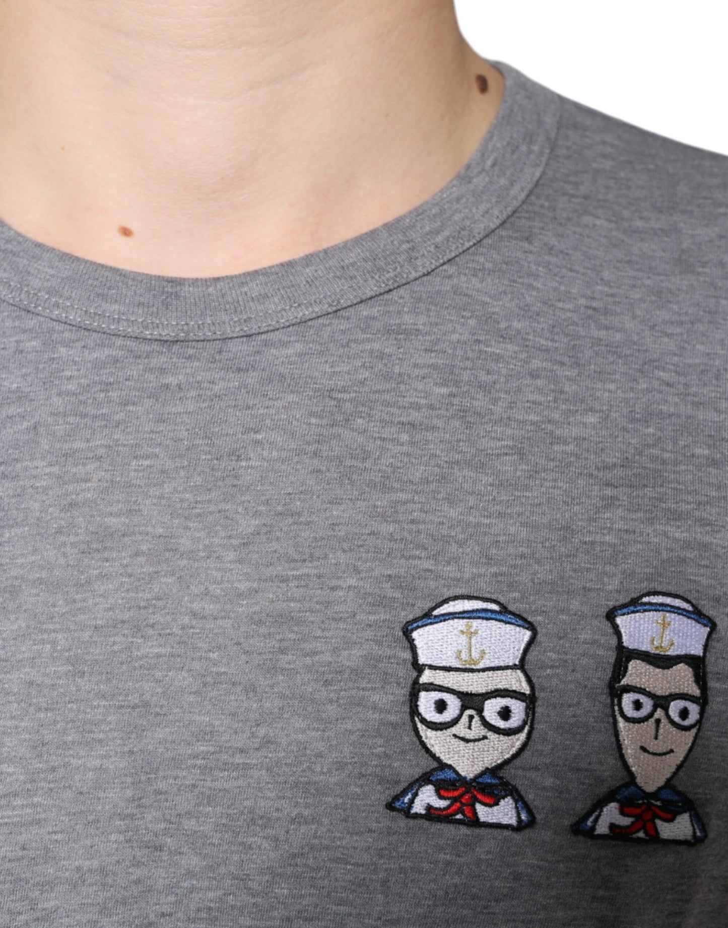 Camiseta de manga corta de algodón gris #DGFamily