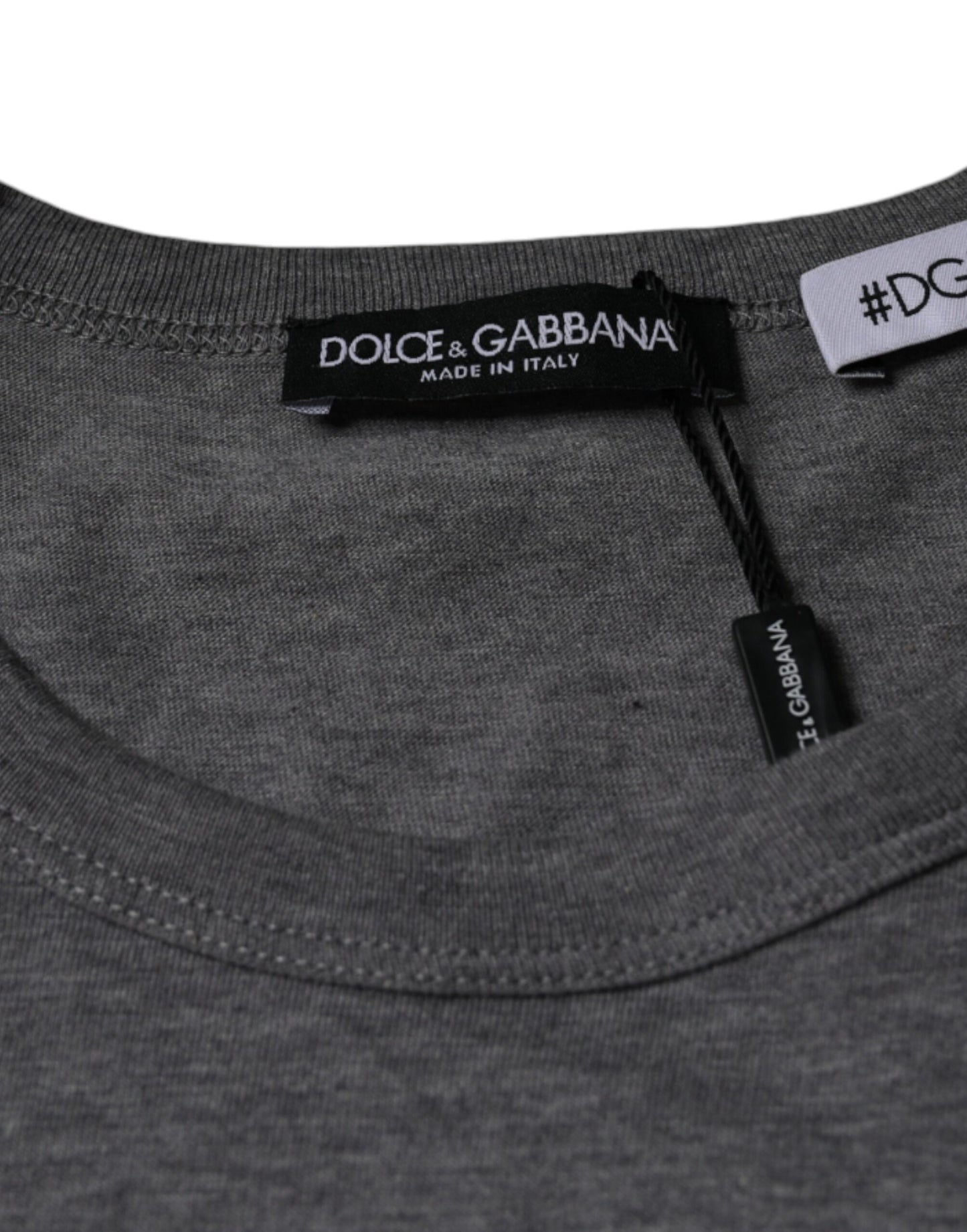 Camiseta de manga corta de algodón gris #DGFamily