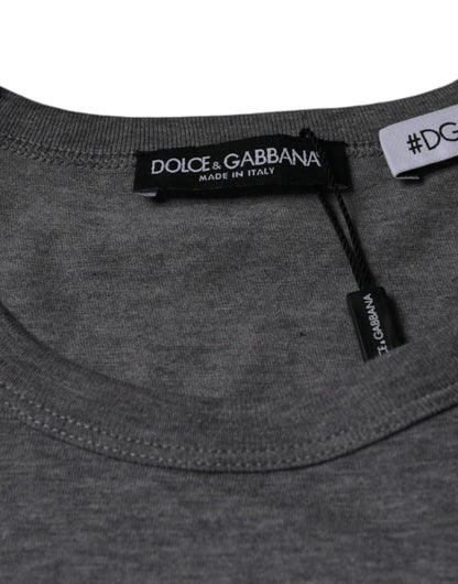 Camiseta de manga corta de algodón gris #DGFamily