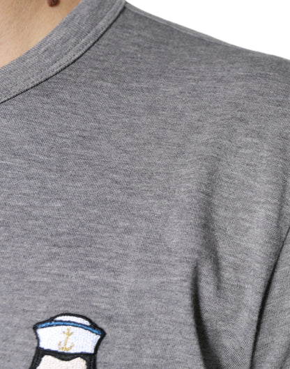 Camiseta de manga corta de algodón gris #DGFamily