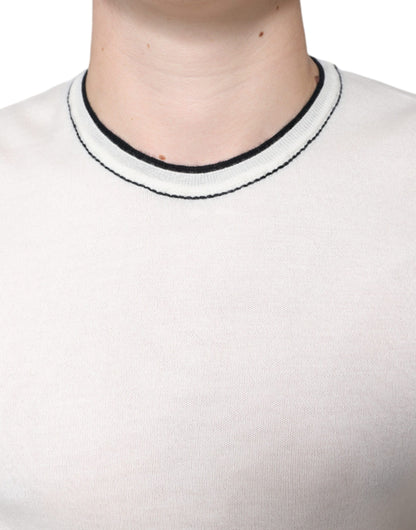 Camiseta de manga corta de cachemira en blanco roto