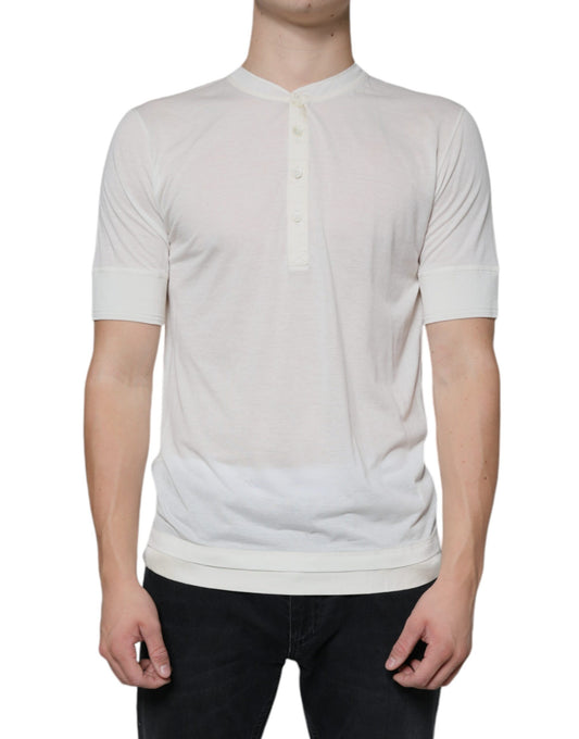 Camiseta de manga corta de algodón color blanco roto