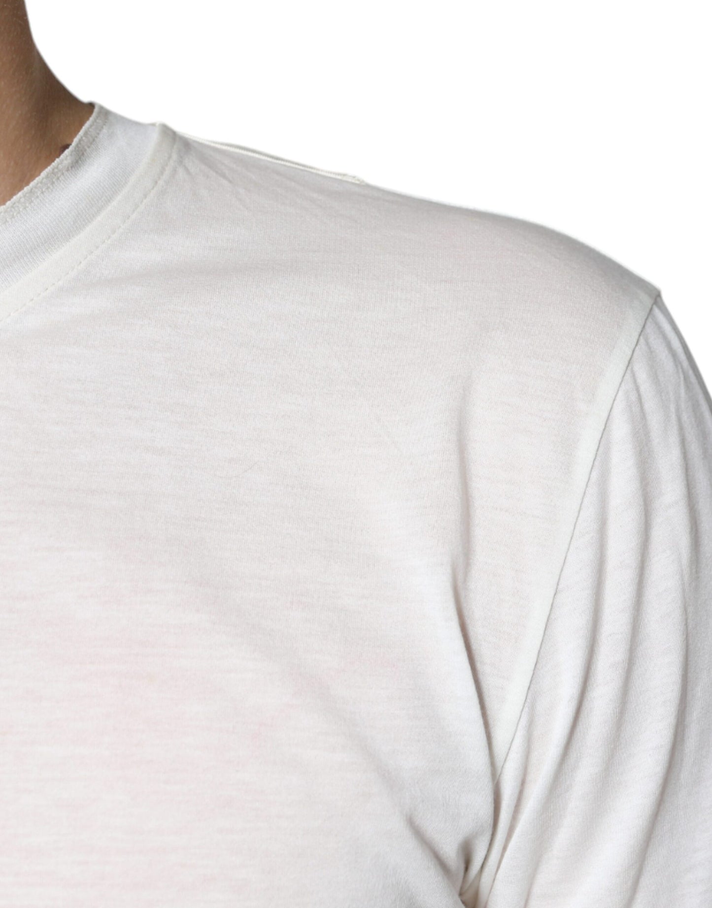 Camiseta de manga corta de algodón color blanco roto