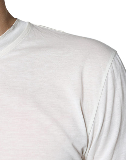 Camiseta de manga corta de algodón color blanco roto