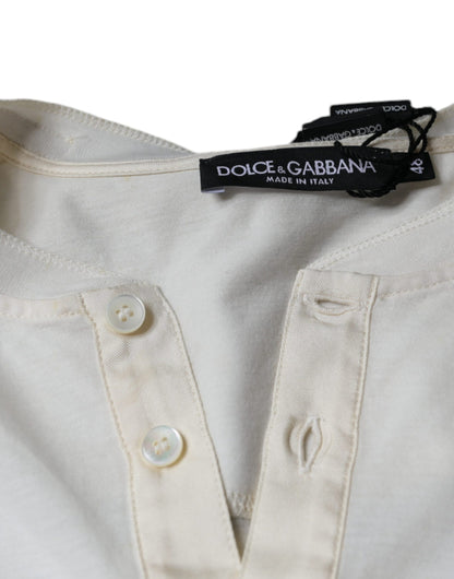 Camiseta de manga corta de algodón color blanco roto