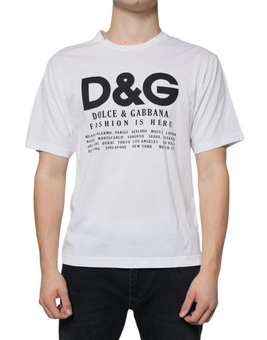 Camiseta informal de algodón blanca con estampado del logotipo DG