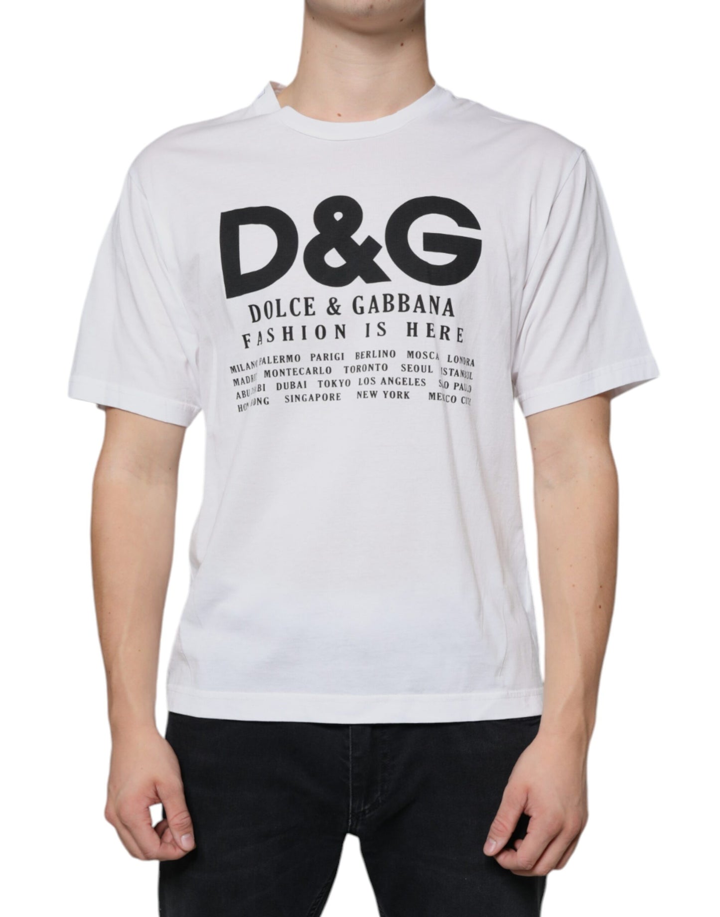 Camiseta informal de algodón blanca con estampado del logotipo DG