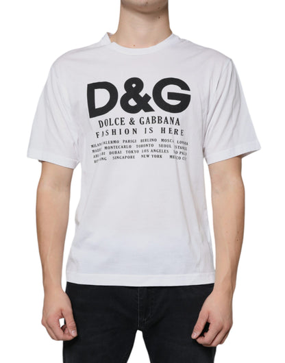 Camiseta informal de algodón blanca con estampado del logotipo DG