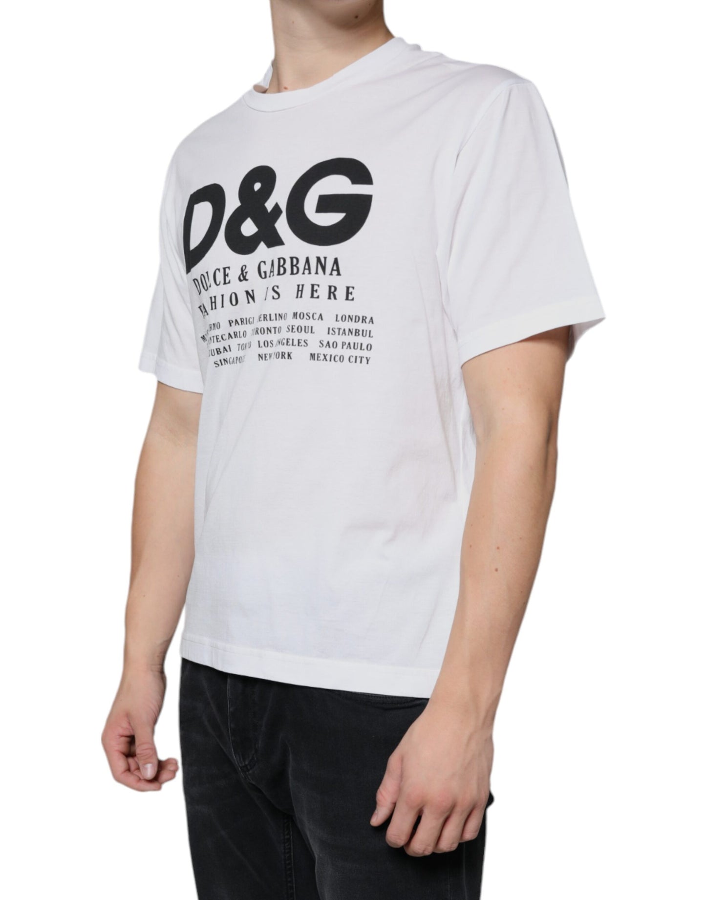 Camiseta informal de algodón blanca con estampado del logotipo DG