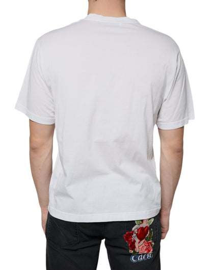 Camiseta informal de algodón blanca con estampado del logotipo DG