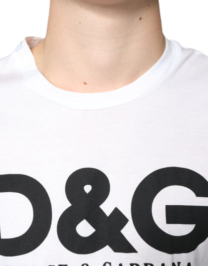 Camiseta informal de algodón blanca con estampado del logotipo DG