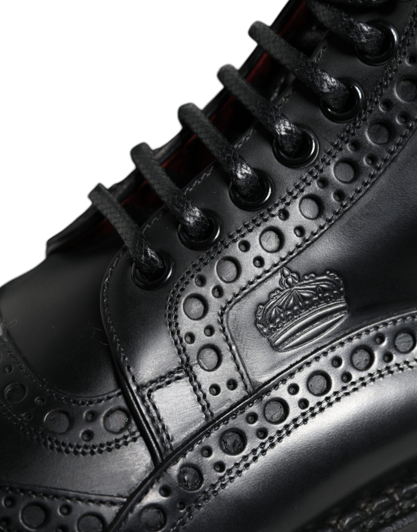 Botas de media pantorrilla con cordones de cuero negro