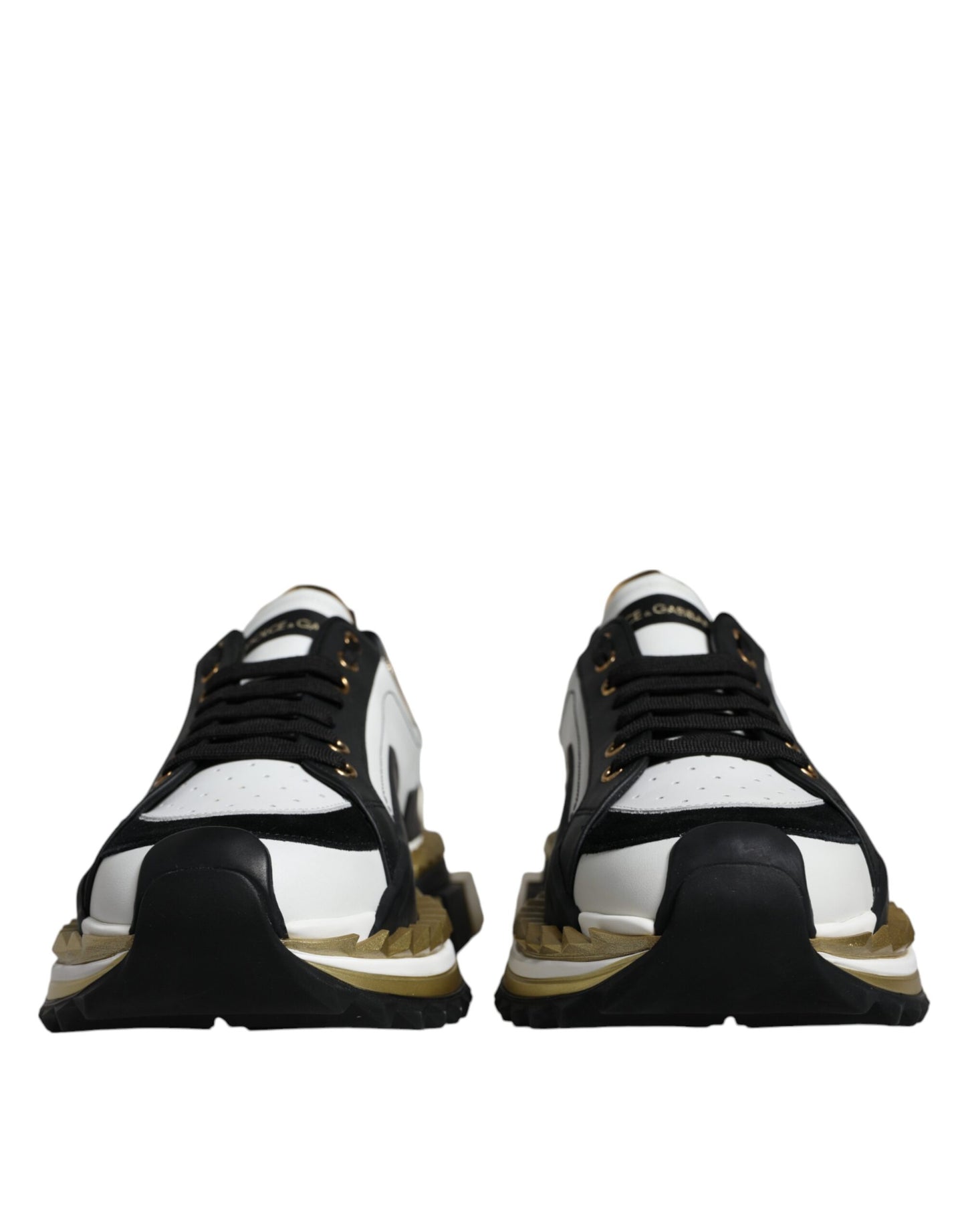 Zapatillas deportivas SUPER KING de cuero negro y blanco dorado