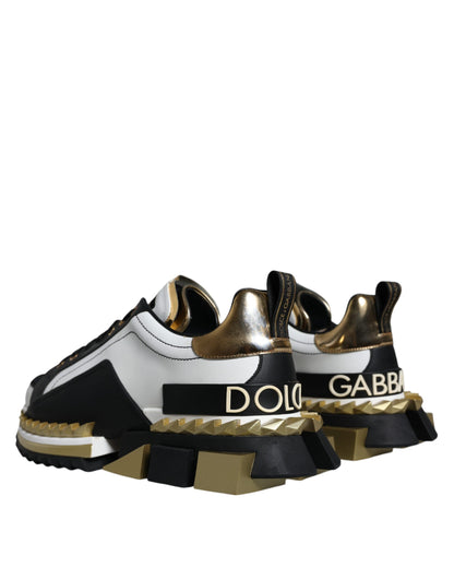 Zapatillas deportivas SUPER KING de cuero negro y blanco dorado