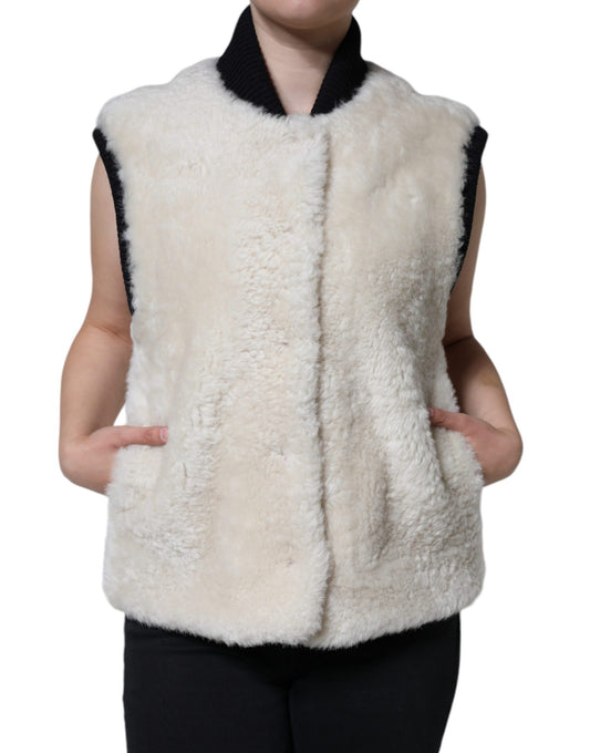 Chaqueta de abrigo tipo chaleco de piel de oveja blanca WARRENFORD